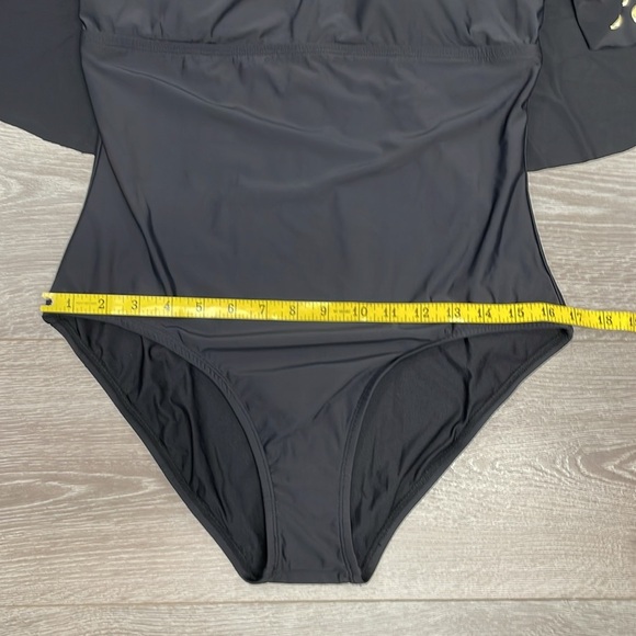 NWOT Athena Off The Shoulder Cold Shoulder One Piece Swimsuit Gold Studs 14 - Picture 8 of 16